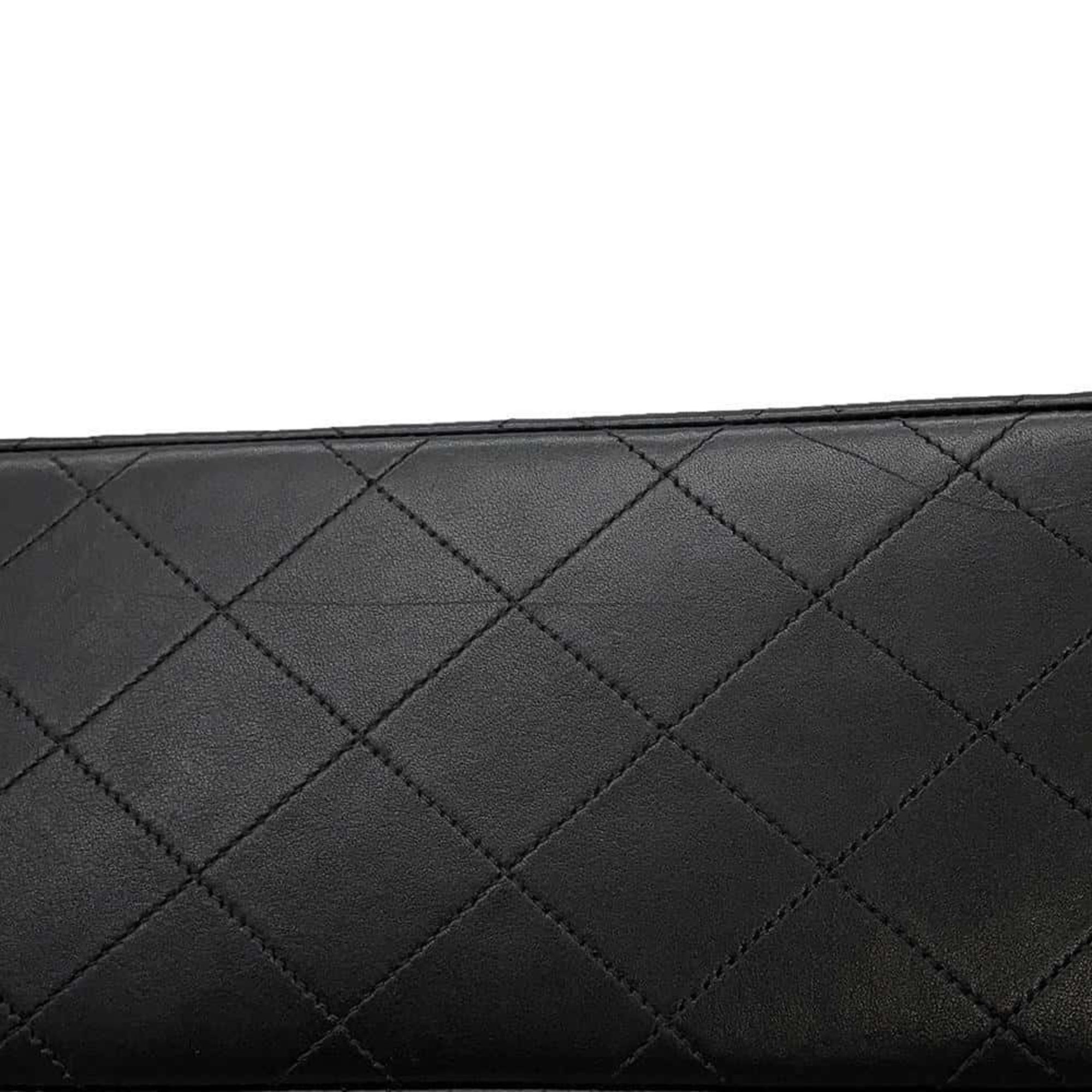 Chanel Chain Shoulder Bag Deca Matelasse Single Flap Lambskin CHANEL Black