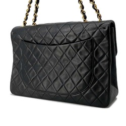 Chanel Chain Shoulder Bag Deca Matelasse Single Flap Lambskin CHANEL Black