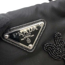 Prada handbag, beaded, embroidered, nylon, 1BA257, PRADA 2way shoulder bag, black