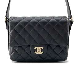 Chanel Shoulder Bag Coco Mark Matelasse Ruffle Leather AS1737 CHANEL Black