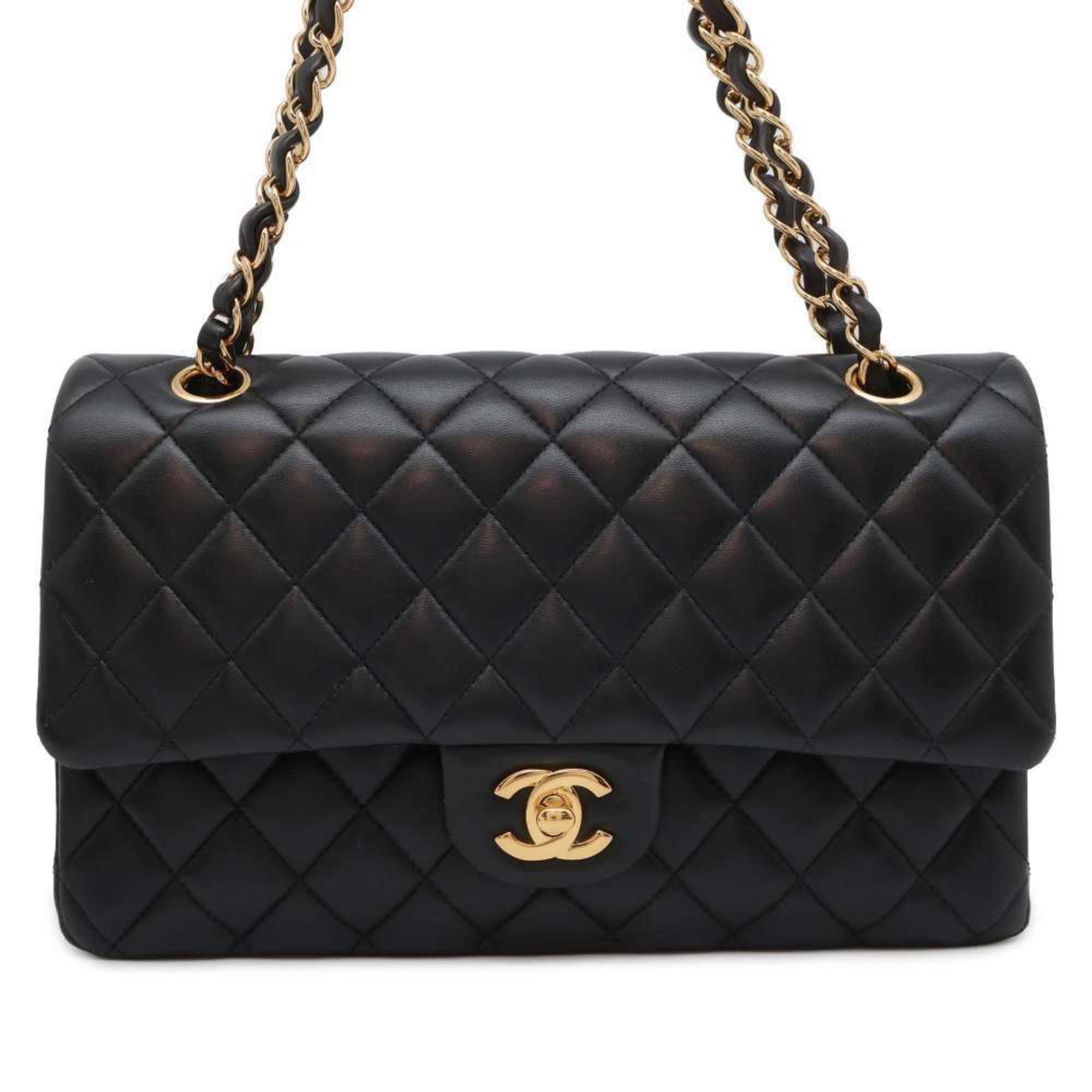 Chanel Chain Shoulder Bag Matelasse 25 Coco Mark Lambskin Double A01112 CHANEL Black