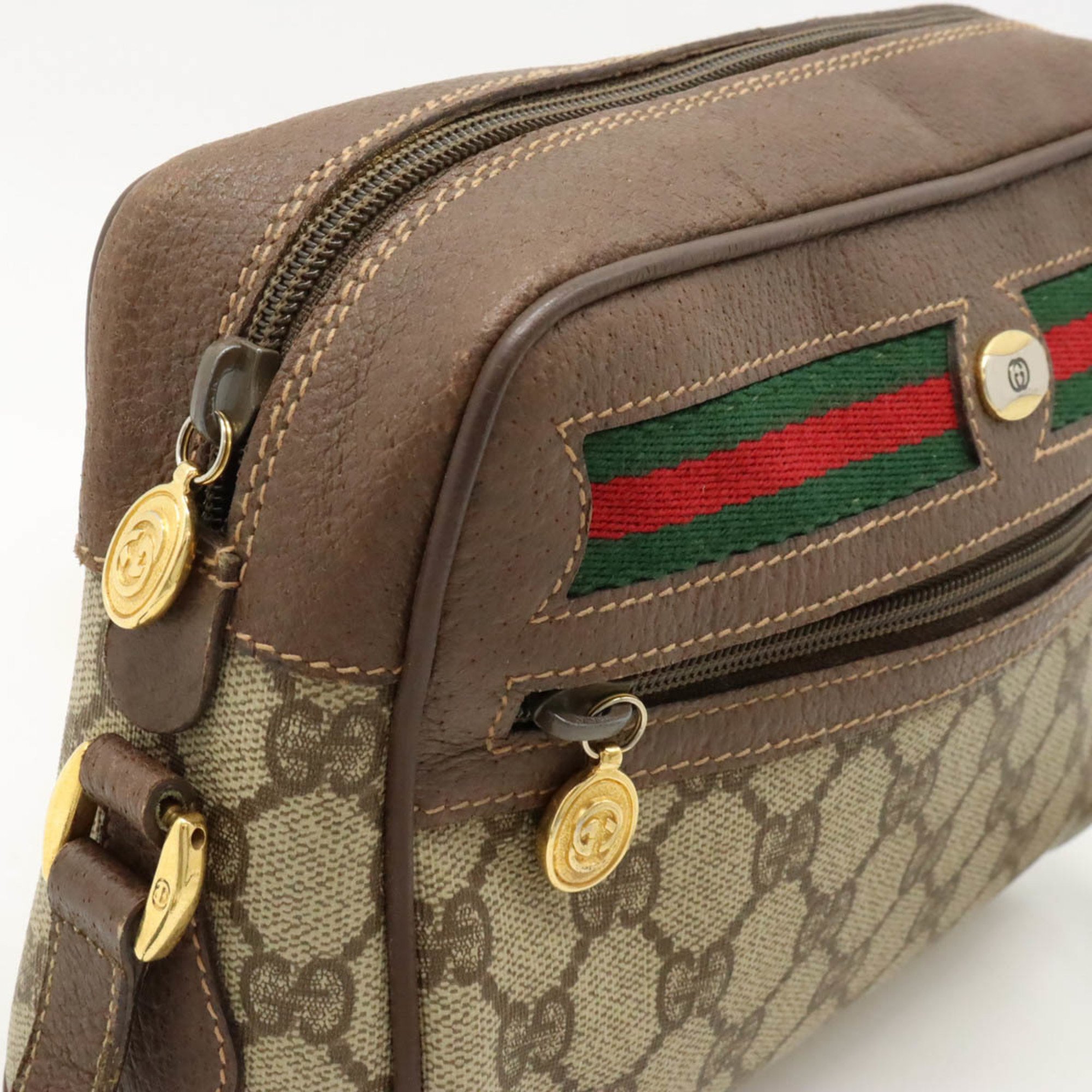 Gucci Sherry Line Women's PVC Pochette,Shoulder Bag Beige Brown,Brown,Green,Red Color