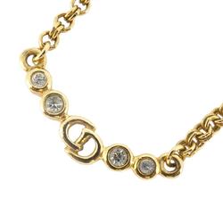 Christian Dior Necklace CD Rhinestone GP Plated Gold Women's