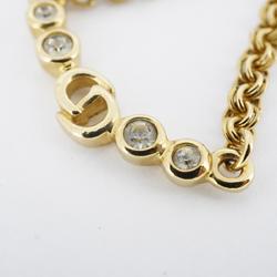 Christian Dior Necklace CD Rhinestone GP Plated Gold Women's