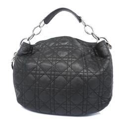 Christian Dior Handbag Cannage Leather Black Women's