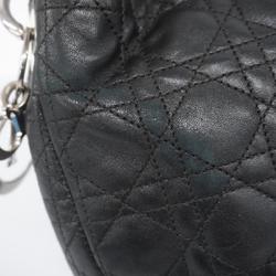 Christian Dior Handbag Cannage Leather Black Women's