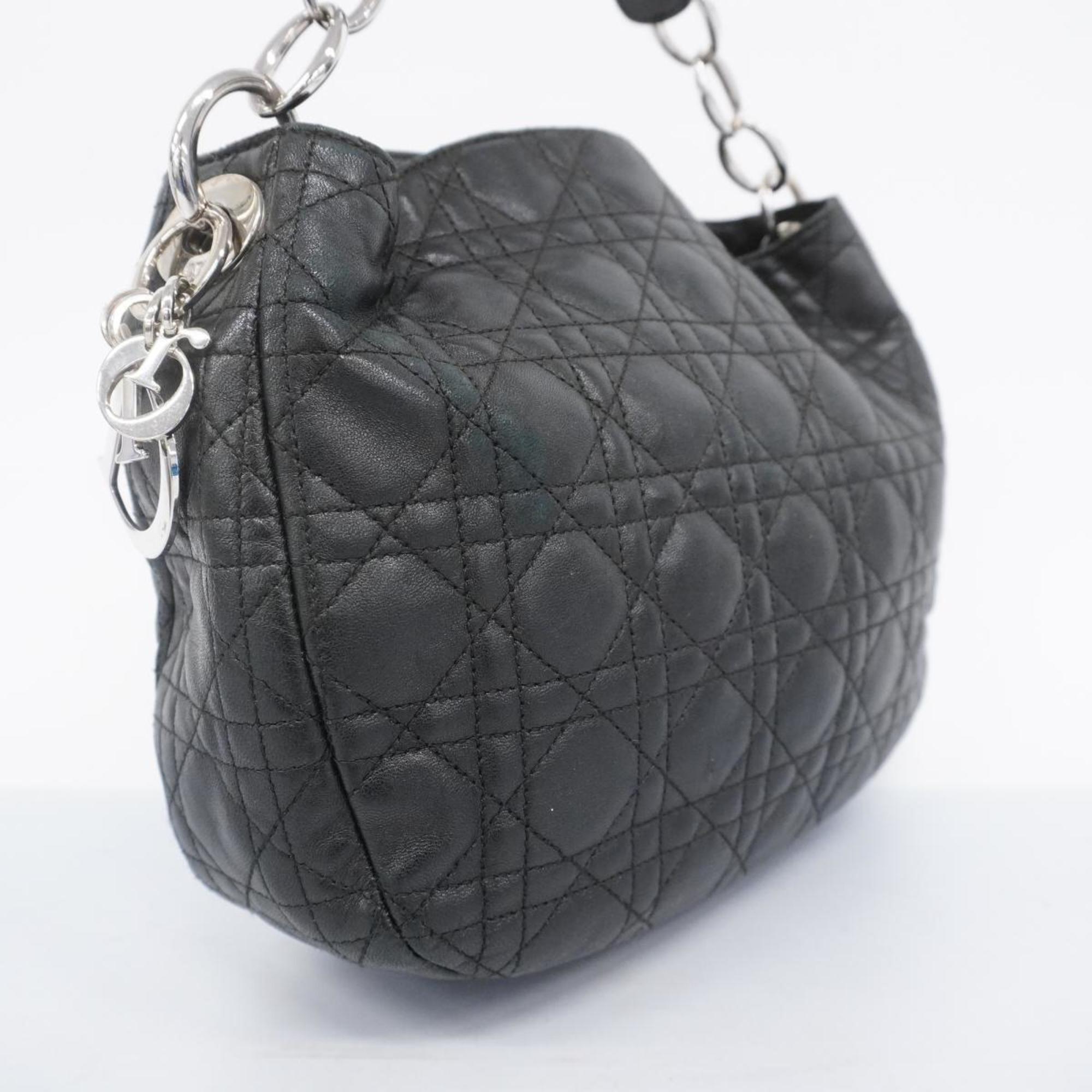 Christian Dior Handbag Cannage Leather Black Women's