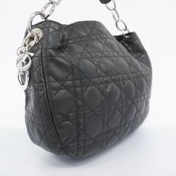 Christian Dior Handbag Cannage Leather Black Women's