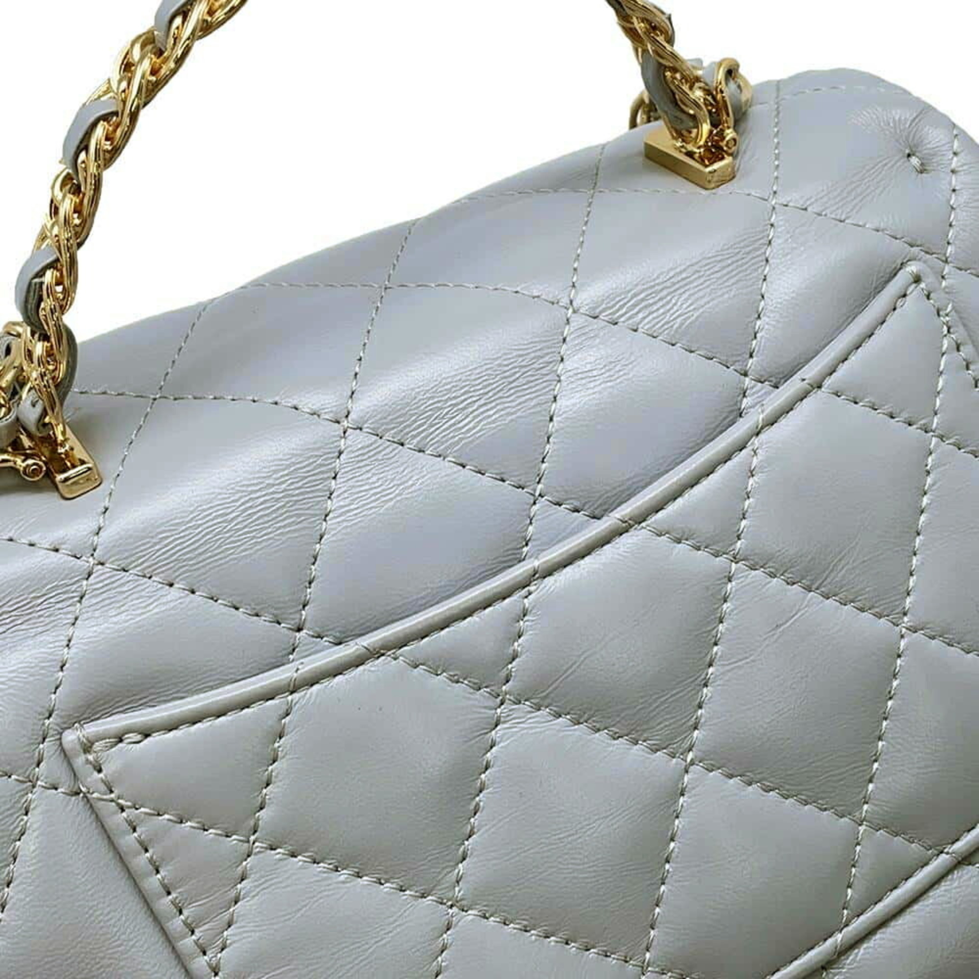 Chanel Chain Shoulder Bag Matelasse Coco Mark Small Shiny Lambskin AS4023 2way