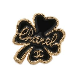 CHANEL Brooch Clover Motif Metal ABC961 Black