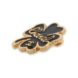 CHANEL Brooch Clover Motif Metal ABC961 Black