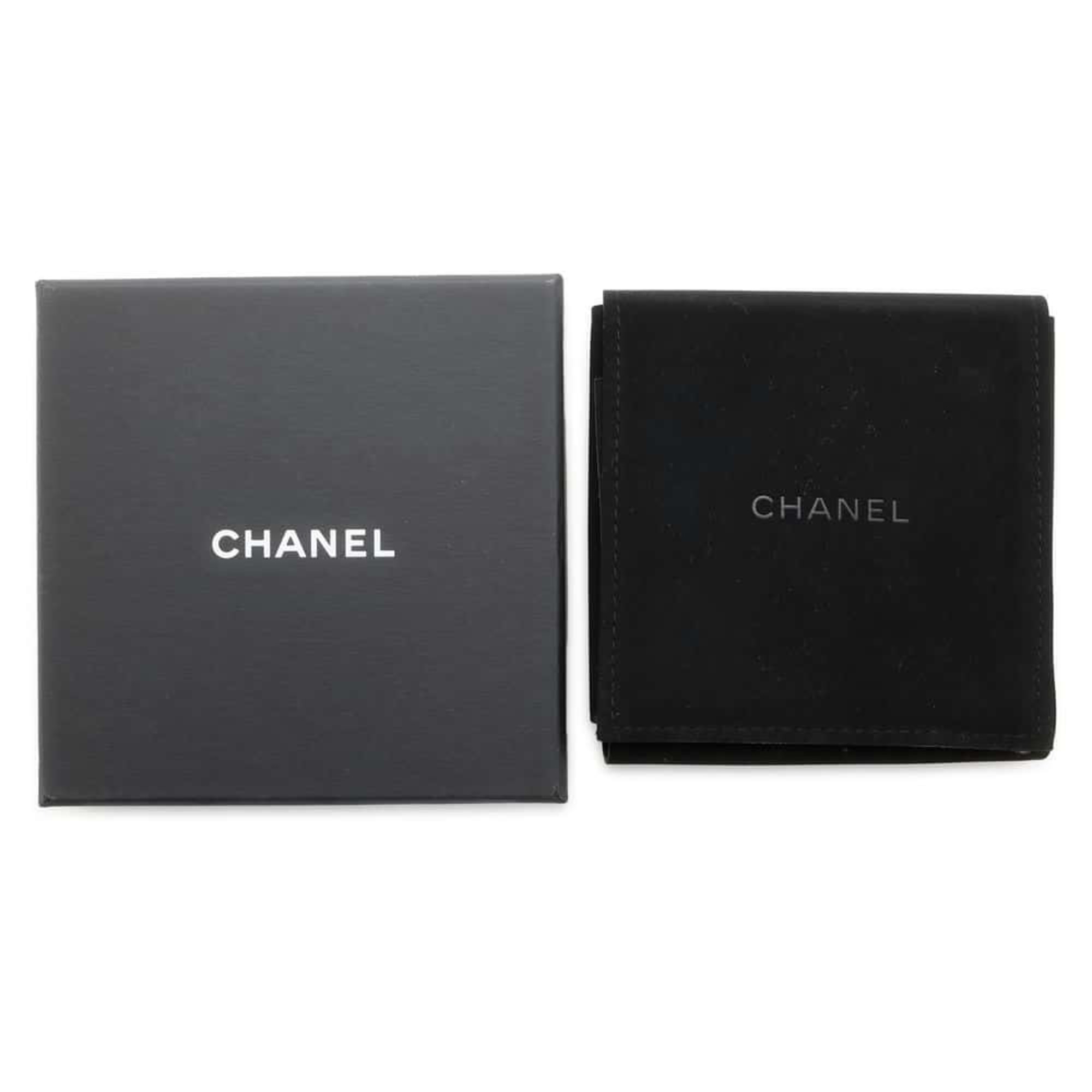 CHANEL Brooch Clover Motif Metal ABC961 Black