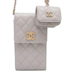 Chanel Chain Shoulder Bag Matelasse Coco Mark Smartphone & Airpods PRO Case Caviar Skin AP2970