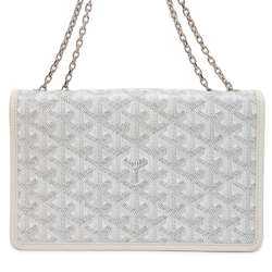 Goyard Chain Shoulder Bag Alexandre Trois Leather GOYARD White