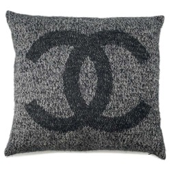 CHANEL Cushion Coco Mark Cashmere Silk Black