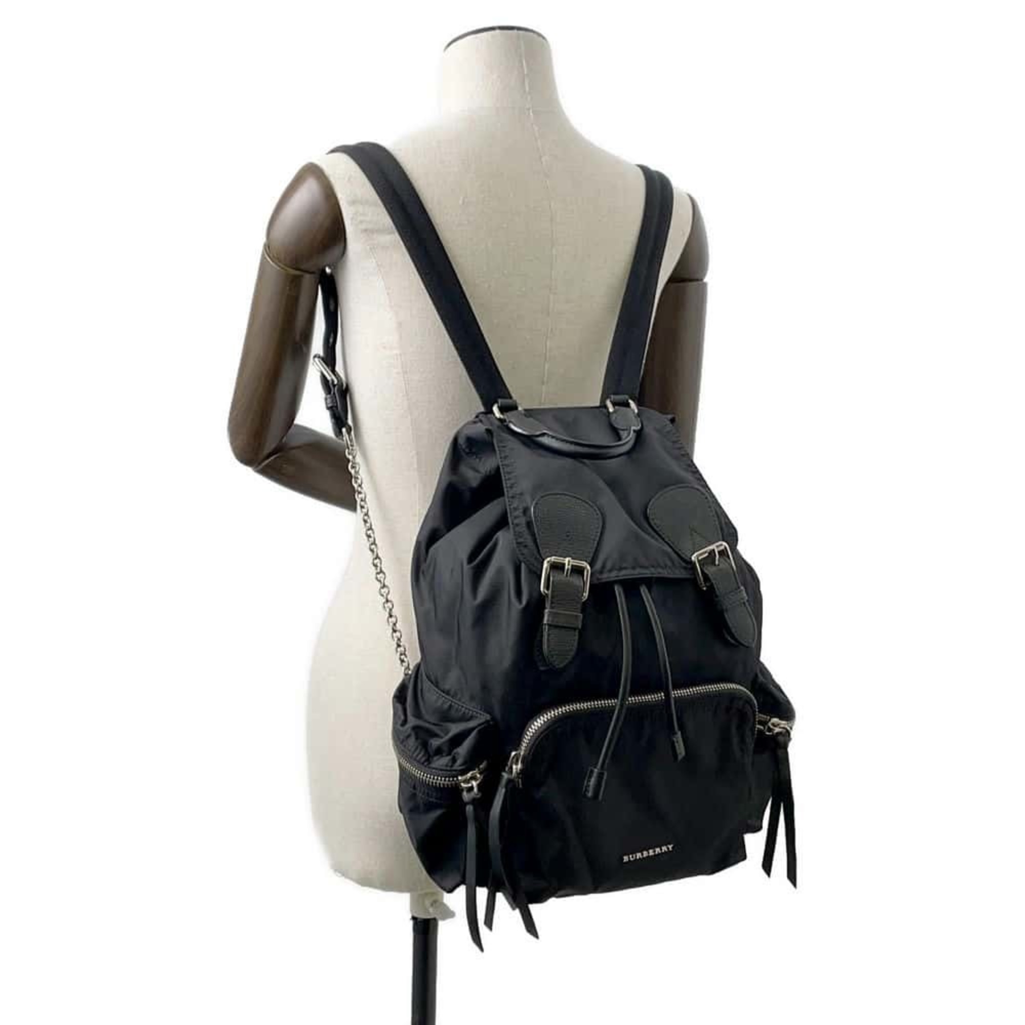 Burberry Backpack Nylon Leather 4048297 BURBERRY Black