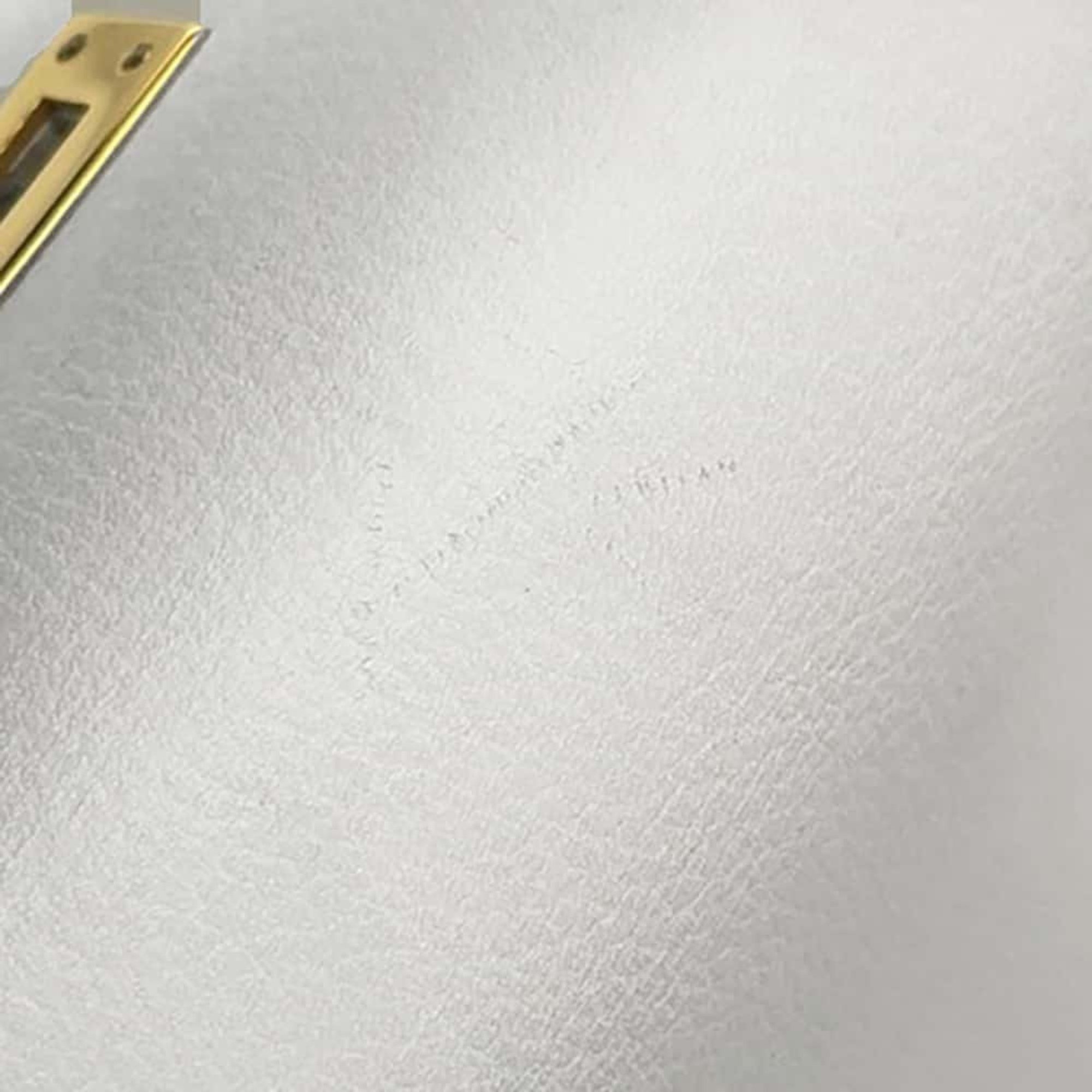 Hermes Kelly Outer Stitching Handbag Studs White Evergrain 〇X Stamp 2way Shoulder