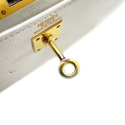 Hermes Kelly Outer Stitching Handbag Studs White Evergrain 〇X Stamp 2way Shoulder