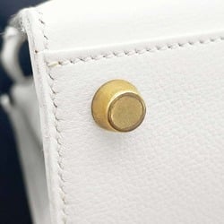 Hermes Kelly Outer Stitching Handbag Studs White Evergrain 〇X Stamp 2way Shoulder