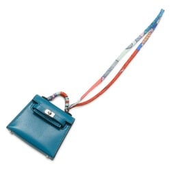 Hermes bag charm Kelly Twilly Blue Thalassa Tadelakt Z stamp HERMES