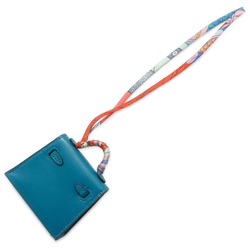 Hermes bag charm Kelly Twilly Blue Thalassa Tadelakt Z stamp HERMES