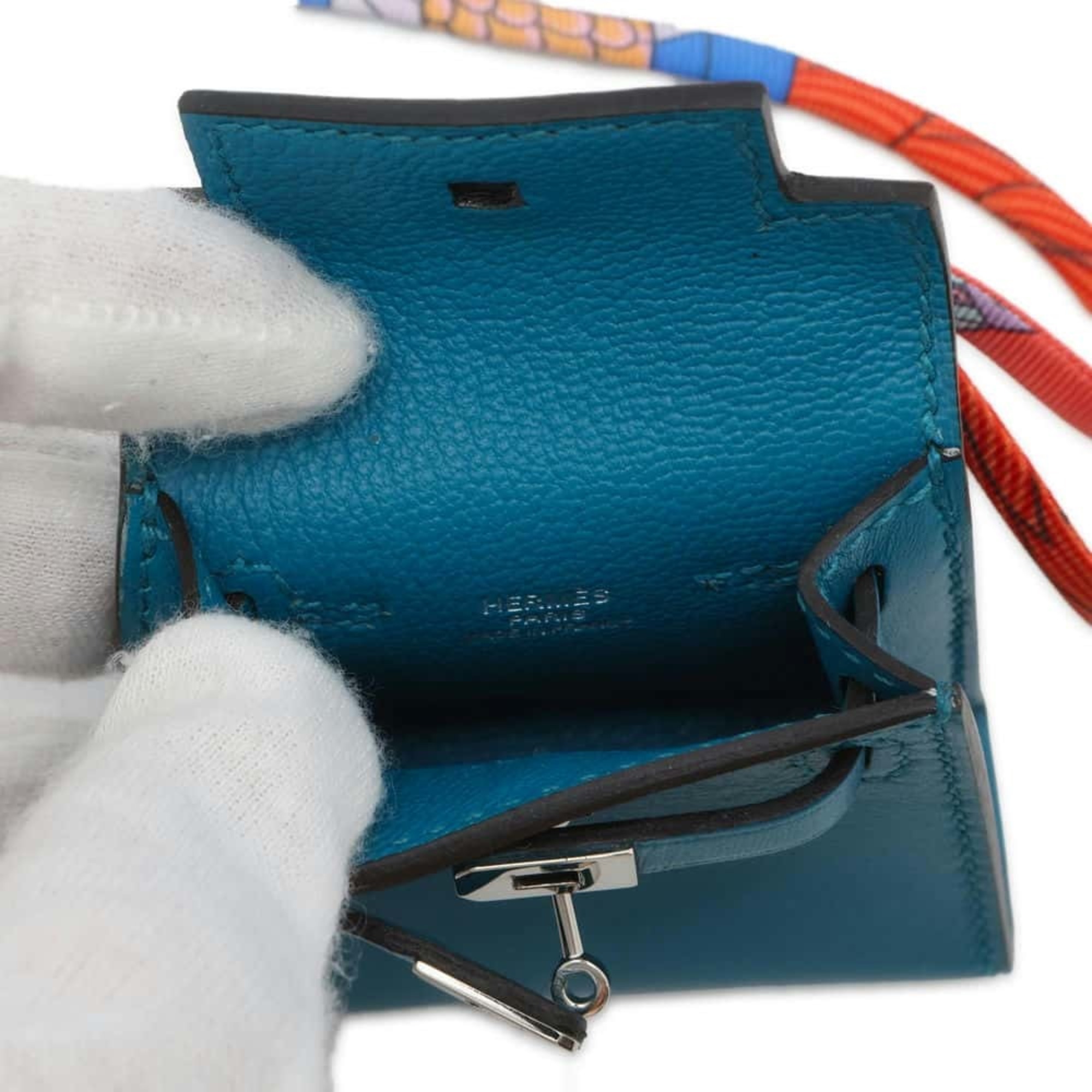 Hermes bag charm Kelly Twilly Blue Thalassa Tadelakt Z stamp HERMES