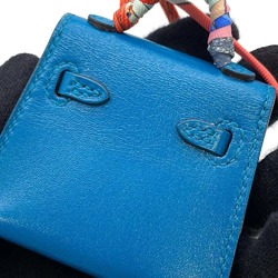 Hermes bag charm Kelly Twilly Blue Thalassa Tadelakt Z stamp HERMES