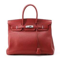 Hermes Birkin 35 Rouge vif Cazac Handbag □G stamp HERMES