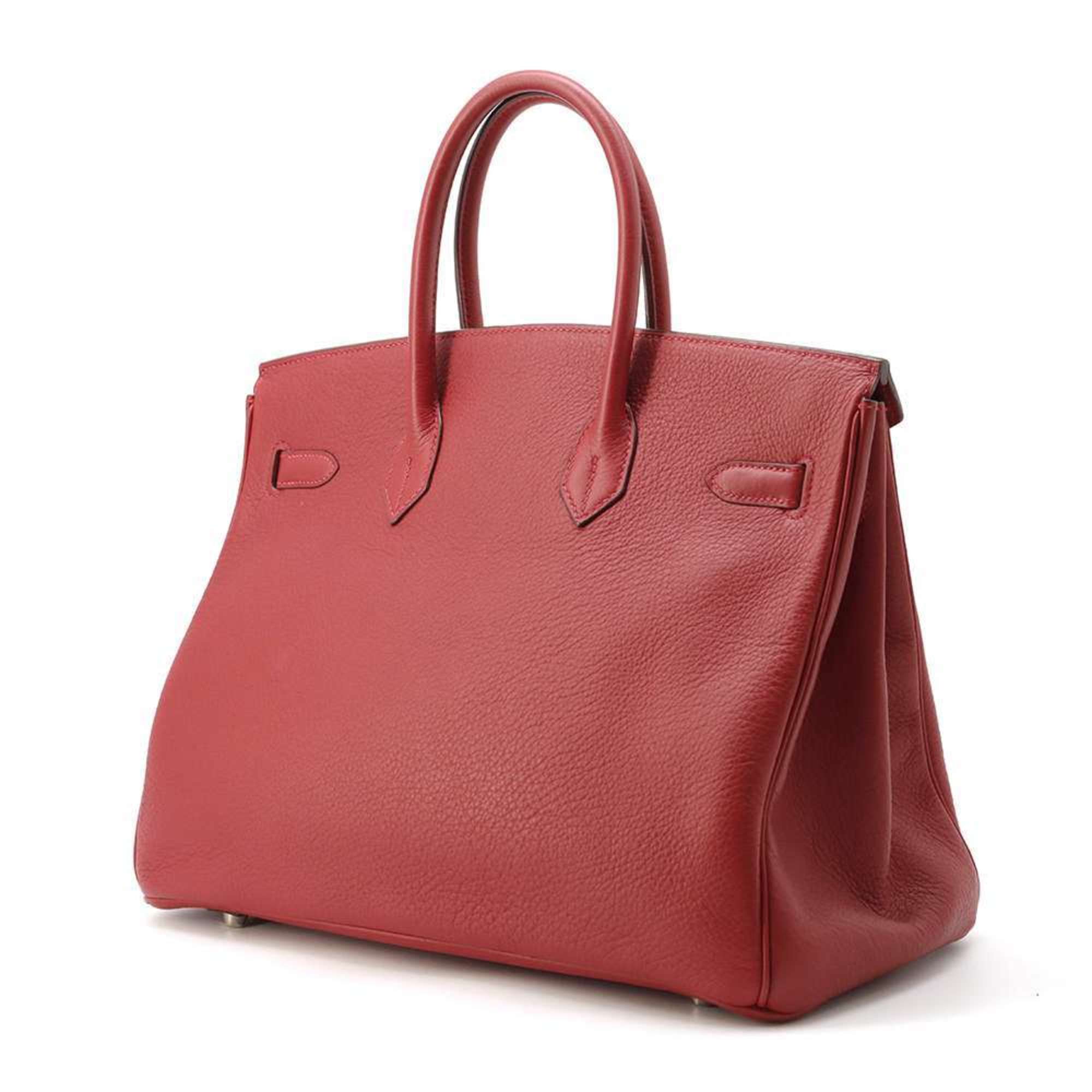 Hermes Birkin 35 Rouge vif Cazac Handbag □G stamp HERMES