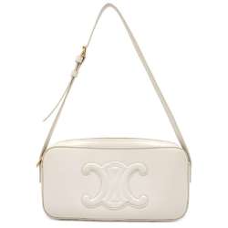 Celine Shoulder Bag Cuir Triomphe Camera Leather 199183DU3 CELINE White