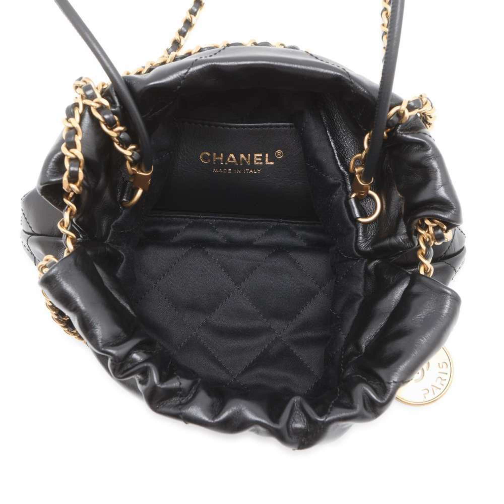 CHANEL Handbag 22 Coco Mark Shiny Calf Leather AS3980 2way Shoulder Bag Black