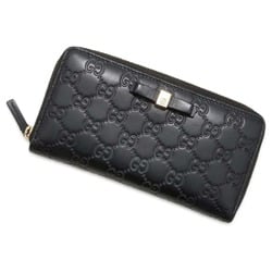 Gucci Long Wallet Guccissima Round Ribbon Leather 388680 GUCCI Black