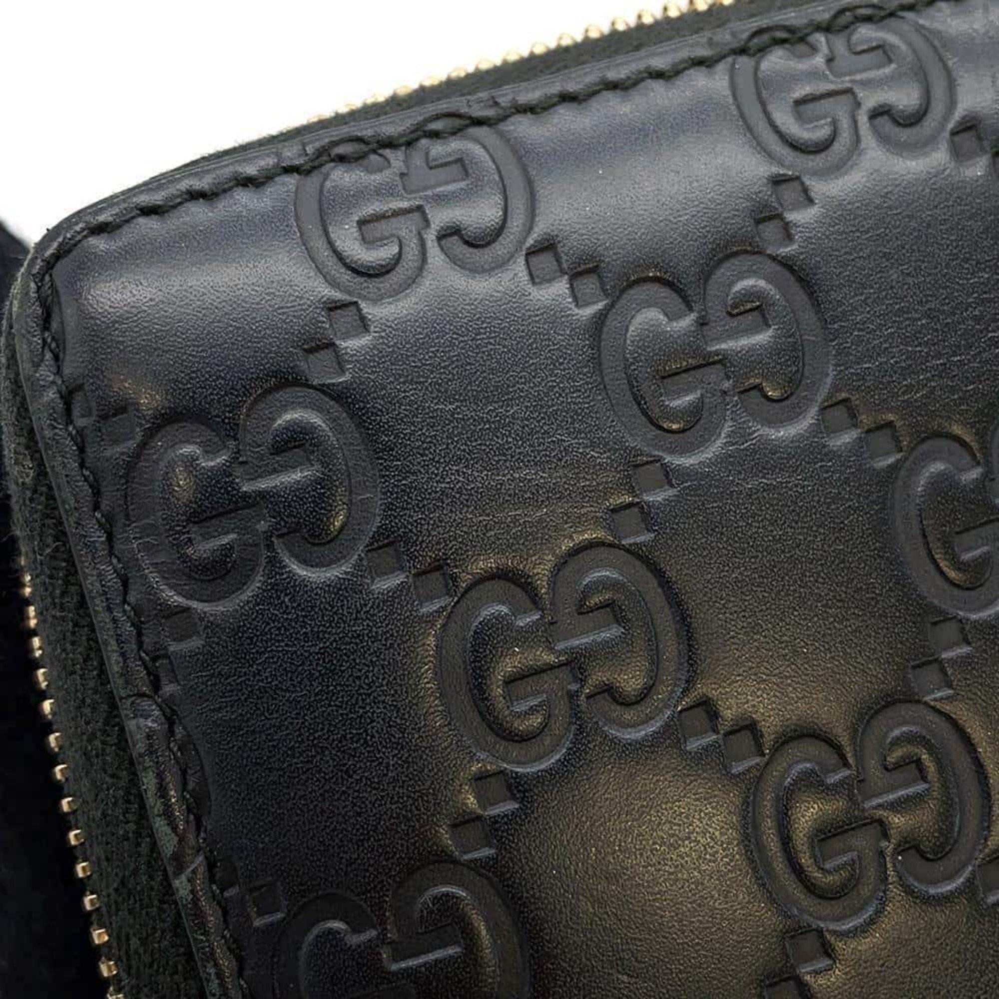 Gucci Long Wallet Guccissima Round Ribbon Leather 388680 GUCCI Black