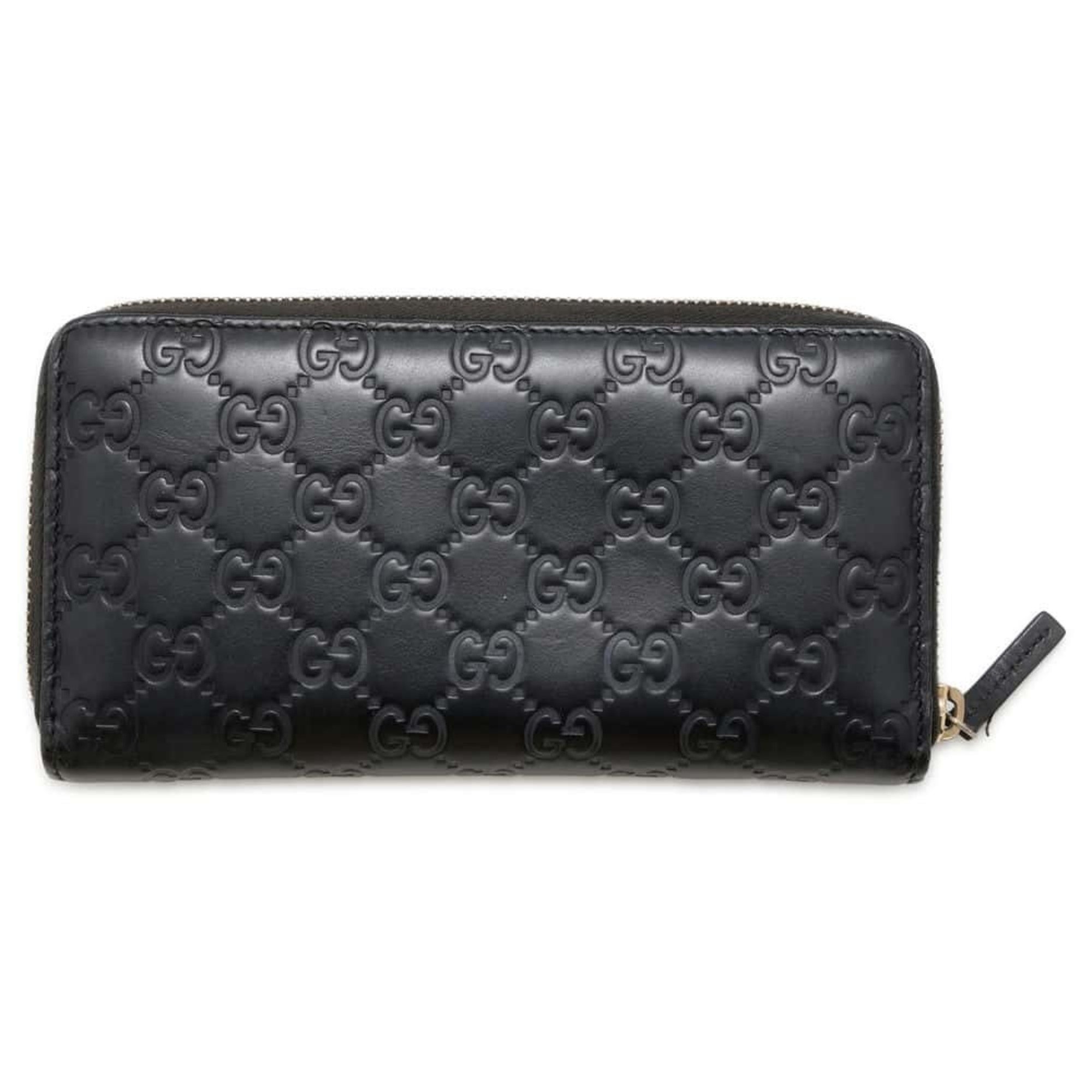 Gucci Long Wallet Guccissima Round Ribbon Leather 388680 GUCCI Black