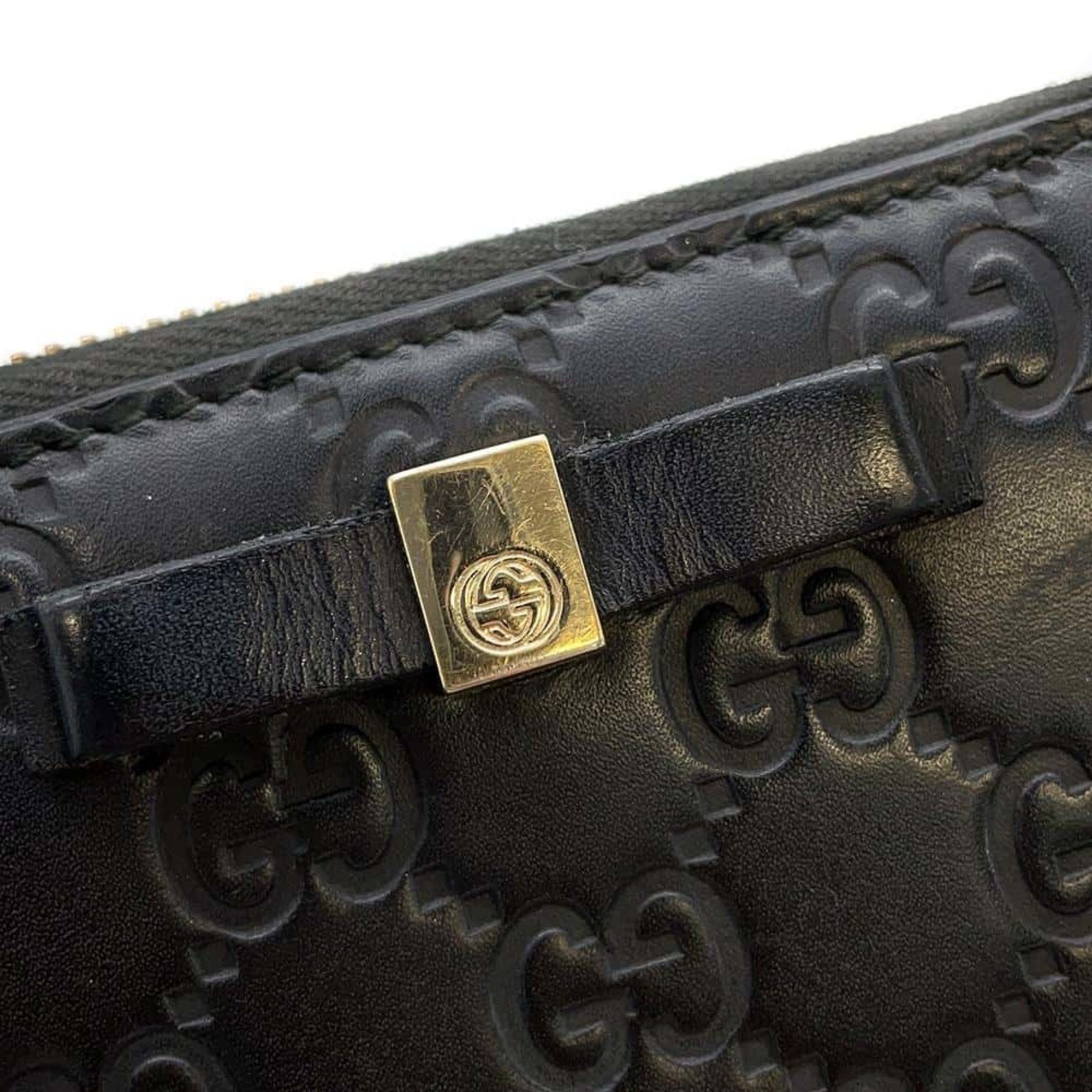 Gucci Long Wallet Guccissima Round Ribbon Leather 388680 GUCCI Black