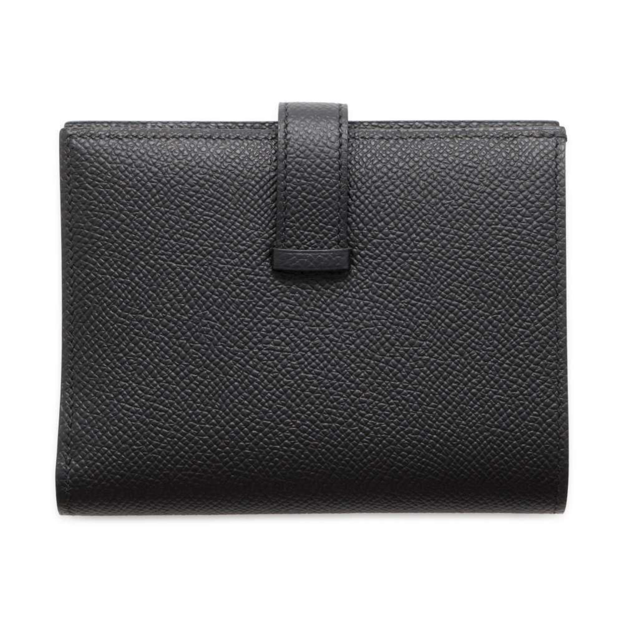 Hermes Bi-fold Wallet Bearn Compact Black Epson W Stamp HERMES