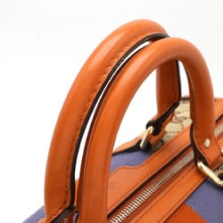 GUCCI Gucci GG Canvas Sherry Line Handbag Boston Shoulder Bag Leather Khaki Beige Orange 247205