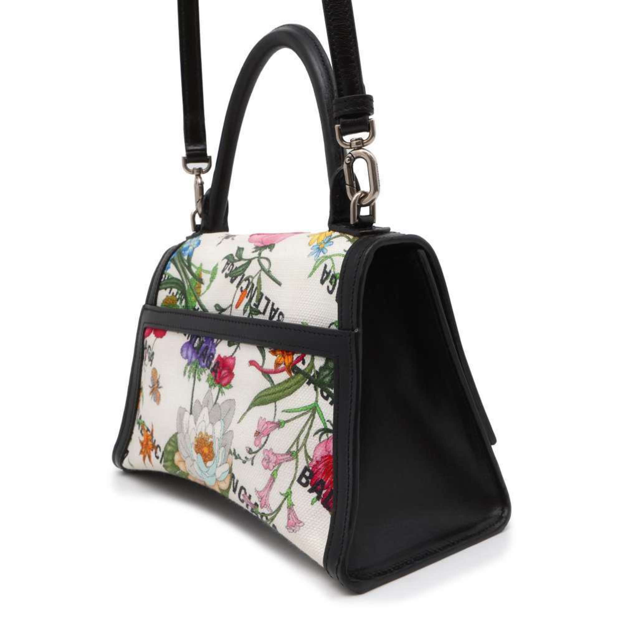 Gucci Handbag Balenciaga Collaboration The Hacker Project Flora Hourglass Small 681697 2way Black White