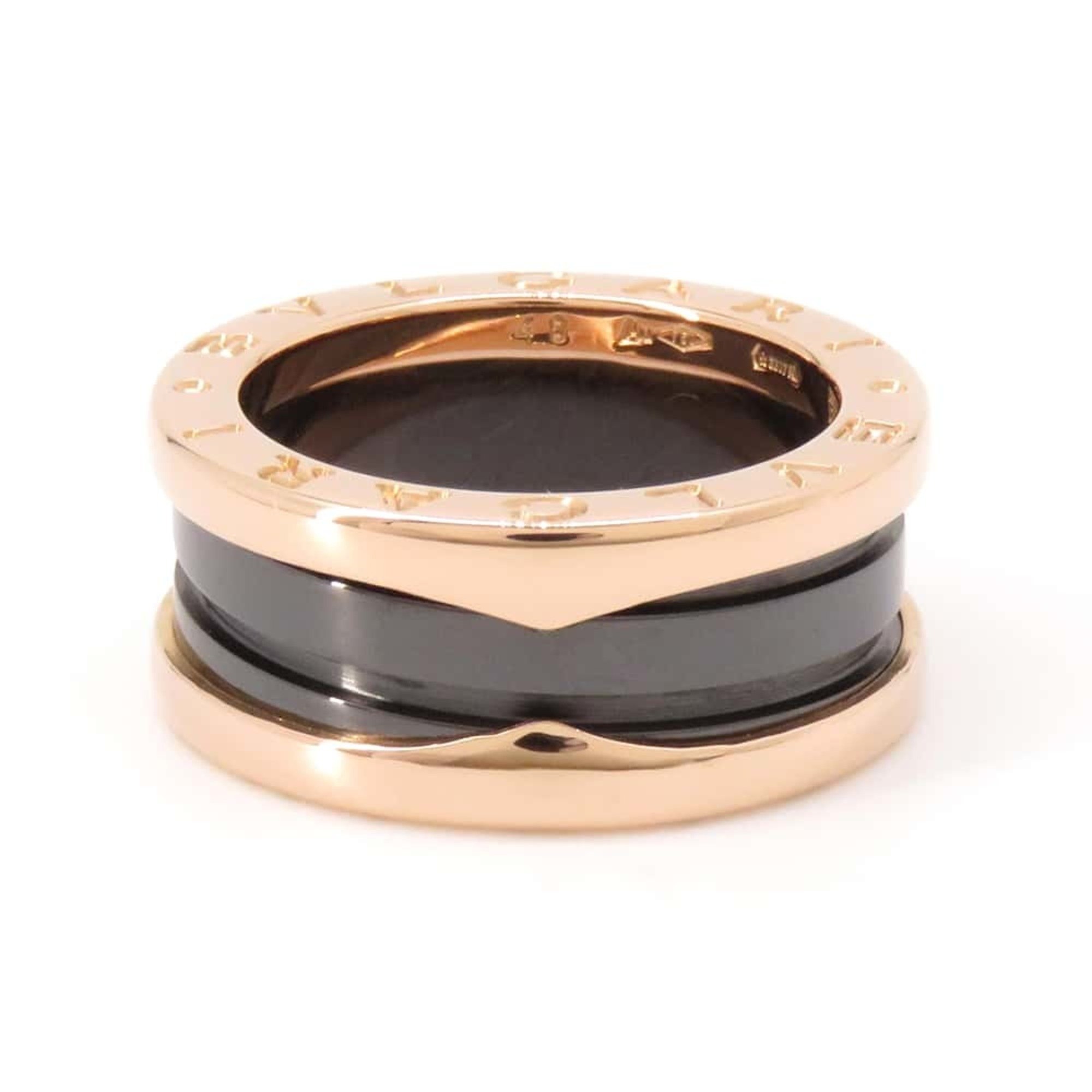 BVLGARI Ring B-ZERO1 B-Zero One 2-Band K18PG Black Ceramic Size 48 347037