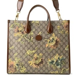 Gucci Tote Bag GG Supreme Interlocking G Flower Print Leather 674148 GUCCI 2way Shoulder