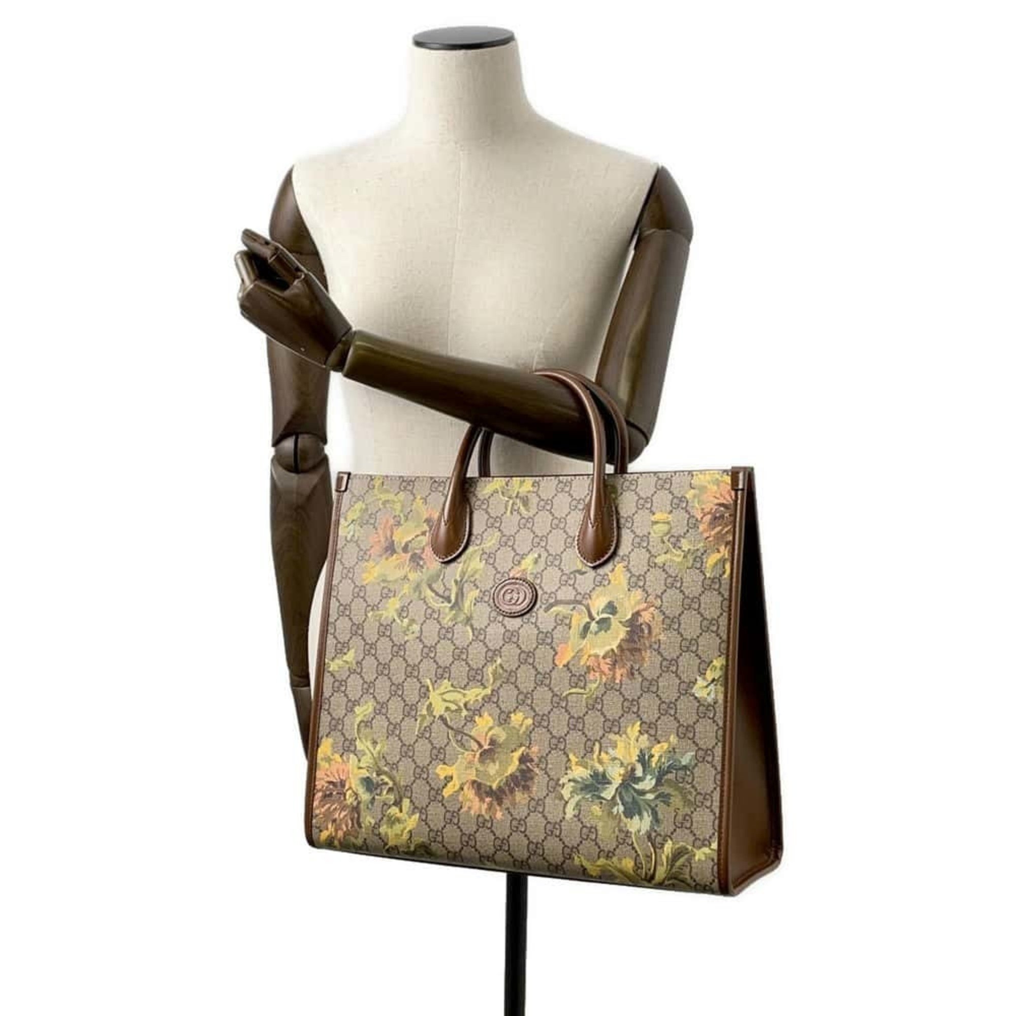 Gucci Tote Bag GG Supreme Interlocking G Flower Print Leather 674148 GUCCI 2way Shoulder