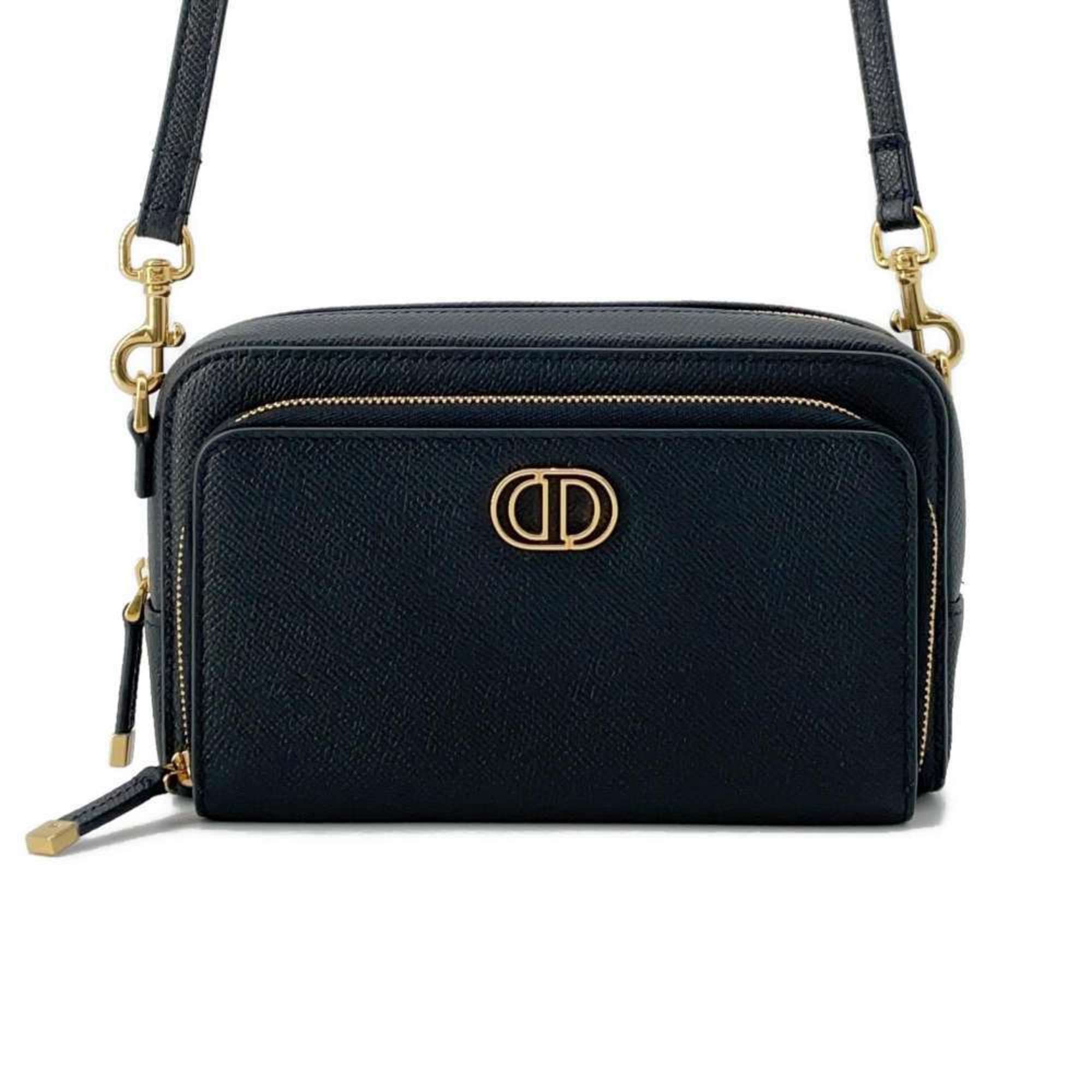 Christian Dior Shoulder Bag Caro Double Pouch S7431UBAE Black