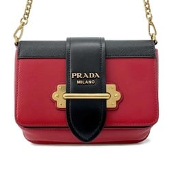 Prada Chain Shoulder Bag Leather 1BL004 PRADA Belt Red Black