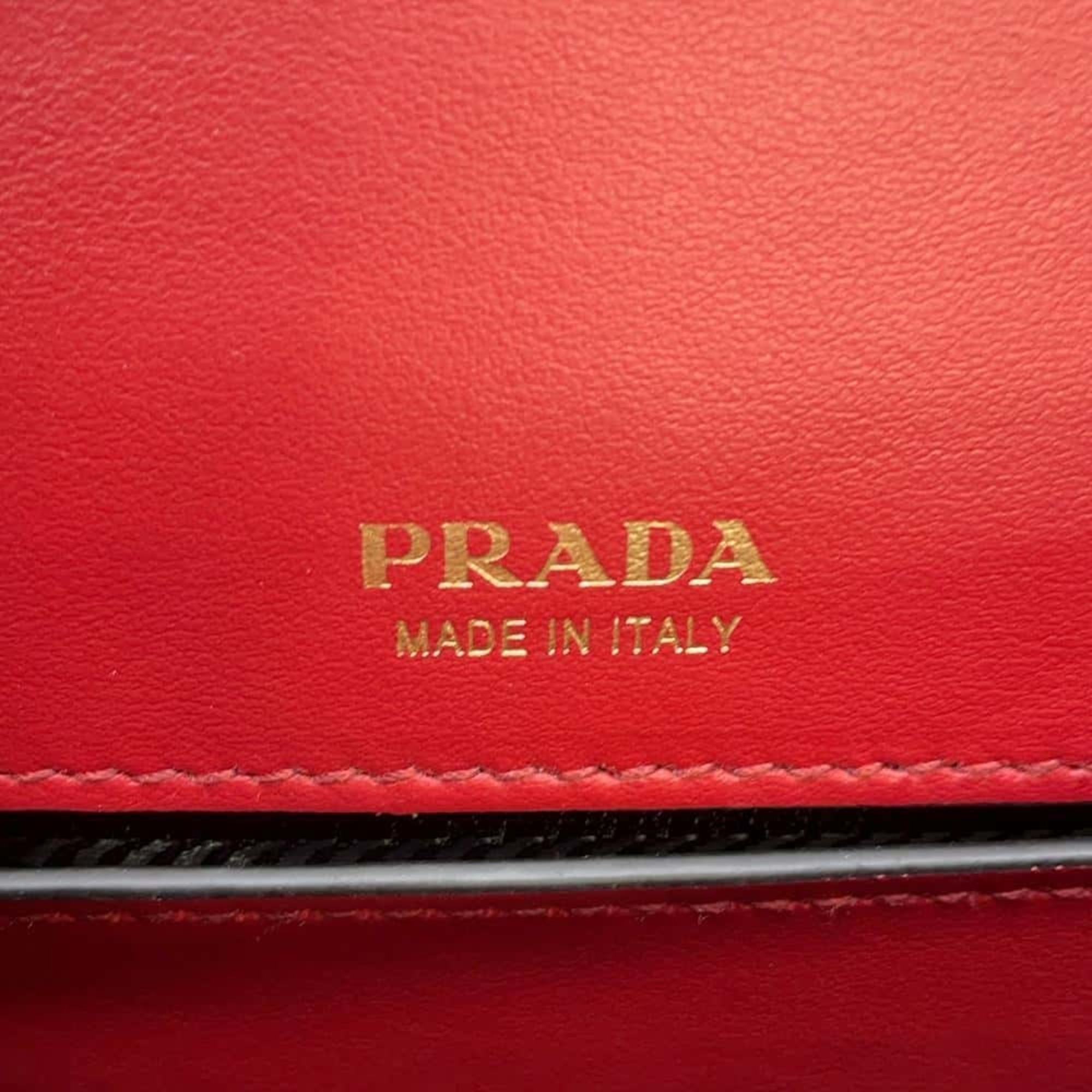 Prada Chain Shoulder Bag Leather 1BL004 PRADA Belt Red Black