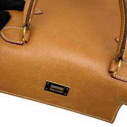 Hermes handbag Kelly, outer stitching, natural, Cushvel, 〇S stamp, 2-way shoulder