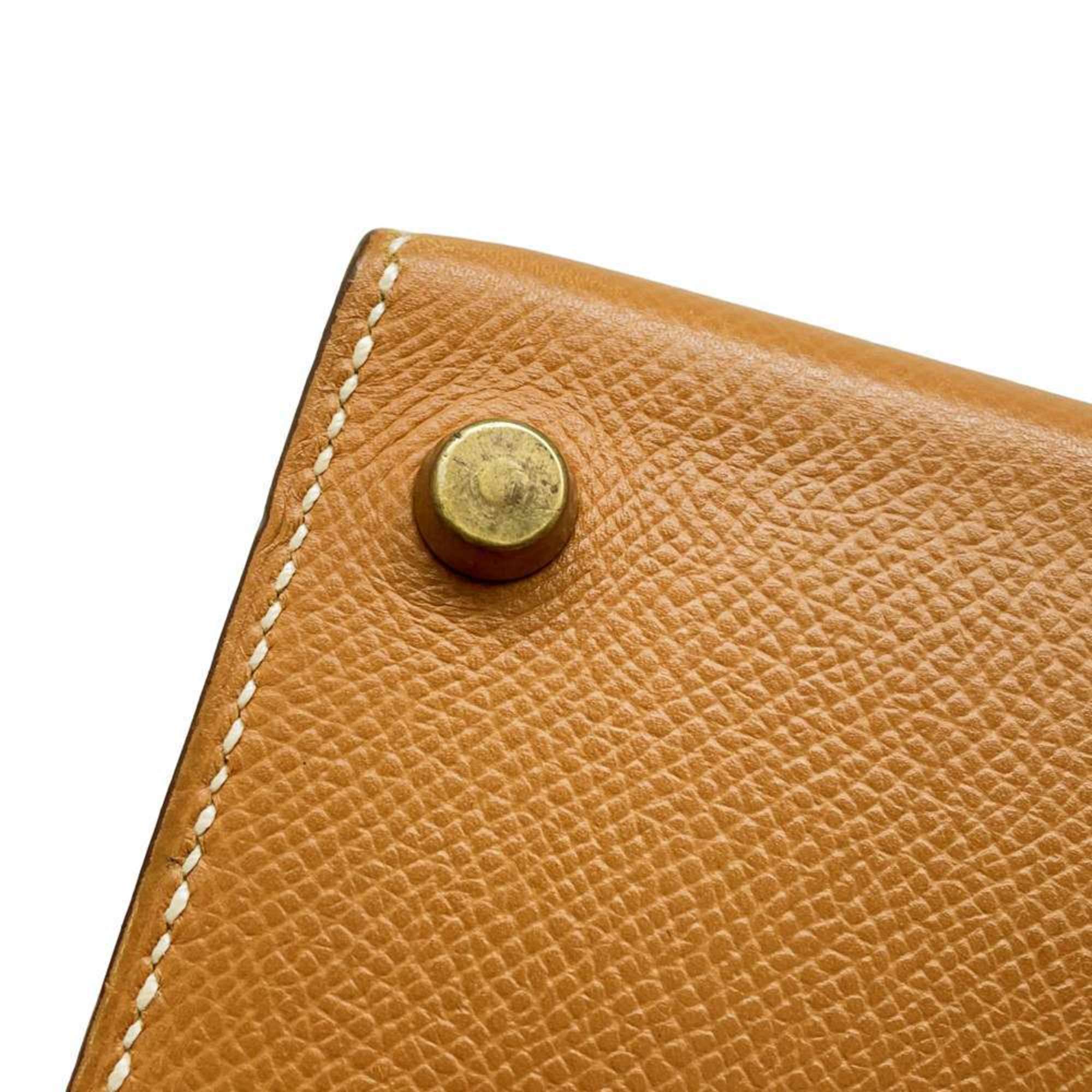 Hermes handbag Kelly, outer stitching, natural, Cushvel, 〇S stamp, 2-way shoulder