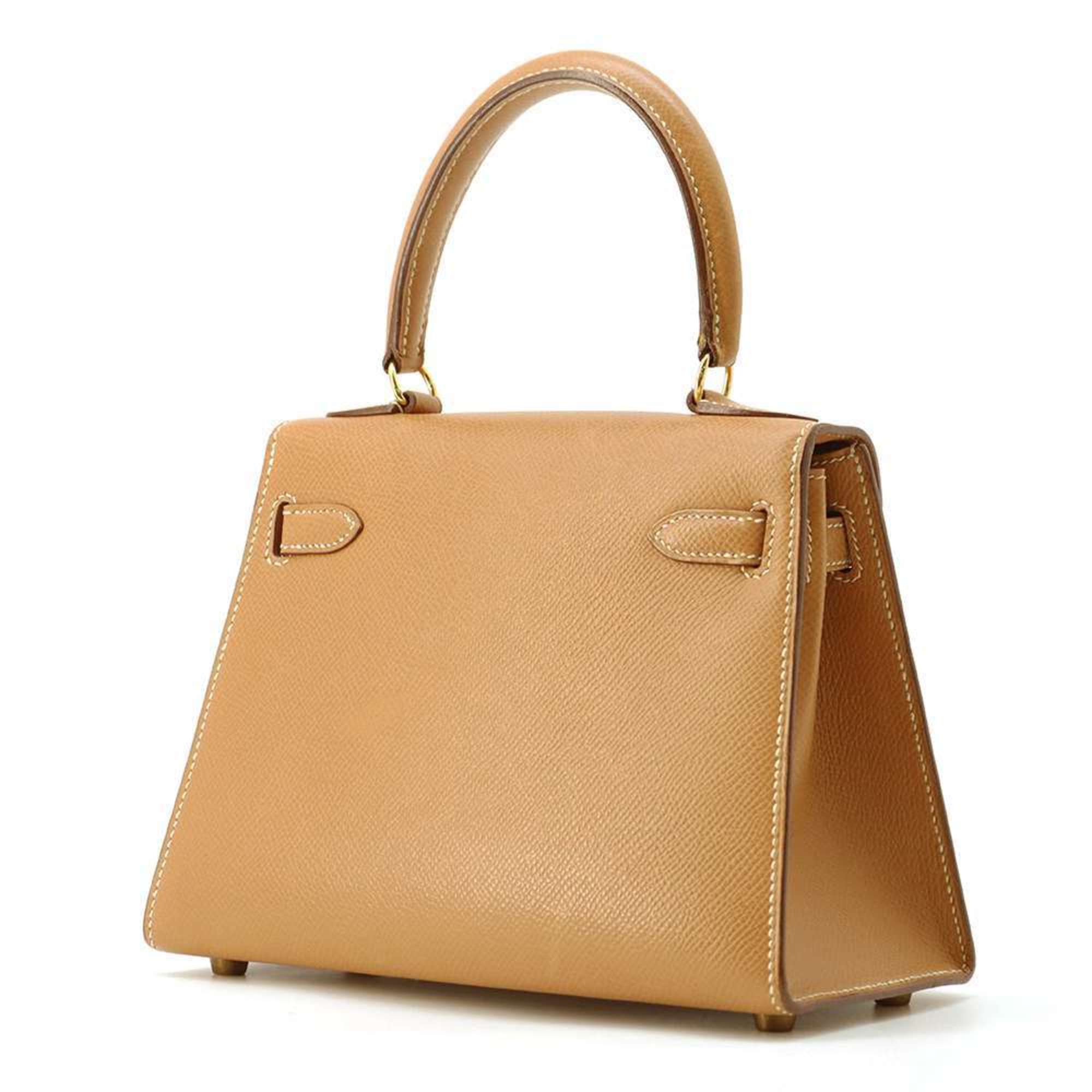 Hermes handbag Kelly, outer stitching, natural, Cushvel, 〇S stamp, 2-way shoulder