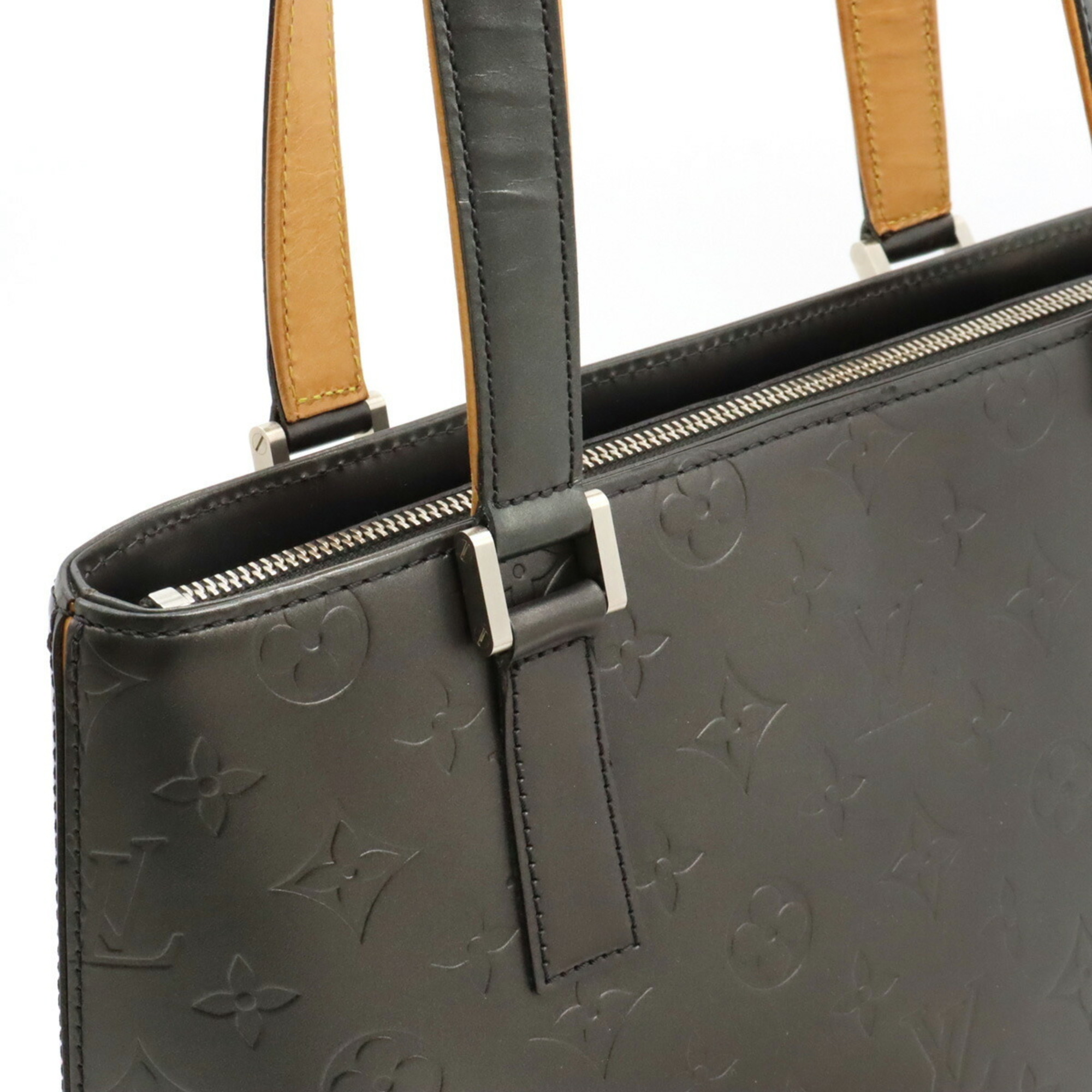 LOUIS VUITTON Louis Vuitton Monogram Matte Stockton Tote Bag Shoulder Leather Noir Black M55112