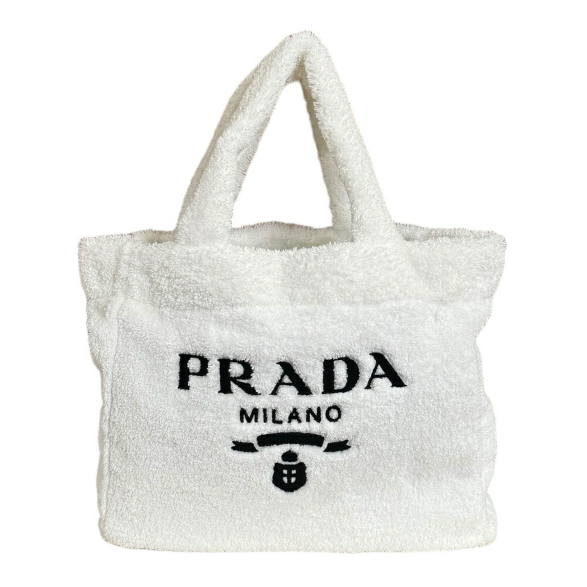 Prada Terry Tote Bag Pile 1BG130 White Women's PRADA