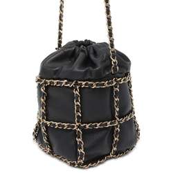 Chanel Chain Shoulder Bag Coco Mark Lambskin AS2314 CHANEL Black